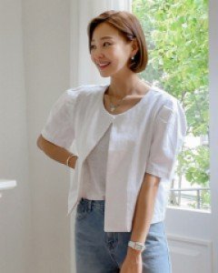 linen puff short jacket