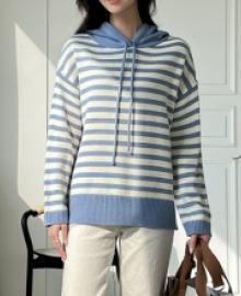 striped hooded knit