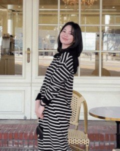 Sailor stripe knitted dress