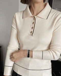 Biant button collar knit