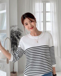 Poel stripe button knit