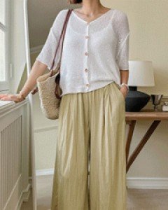 Wrinkle Pintuck Wide Pants