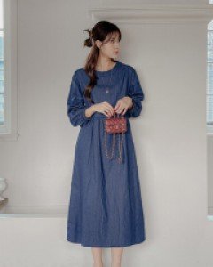 Shirring Puff Denim Dress