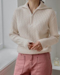 Fiona Twisted Half Zip Up Knit