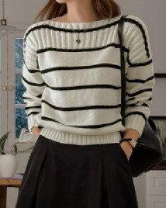 Mazel boat neck striped knit