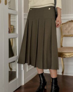 Louisbel button pleated skirt