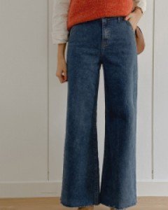 Stretch wide denim pants