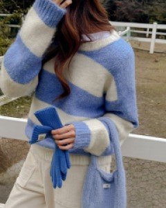 hairy wool striped knit