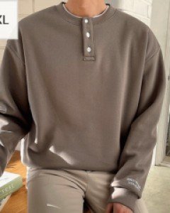 Monozen henley neck napping sweatshirt XL~3XL(105~120)