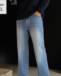 Solid Normal Semi-Wide Banding Denim Jeans M~3XL(28 ~ 38)